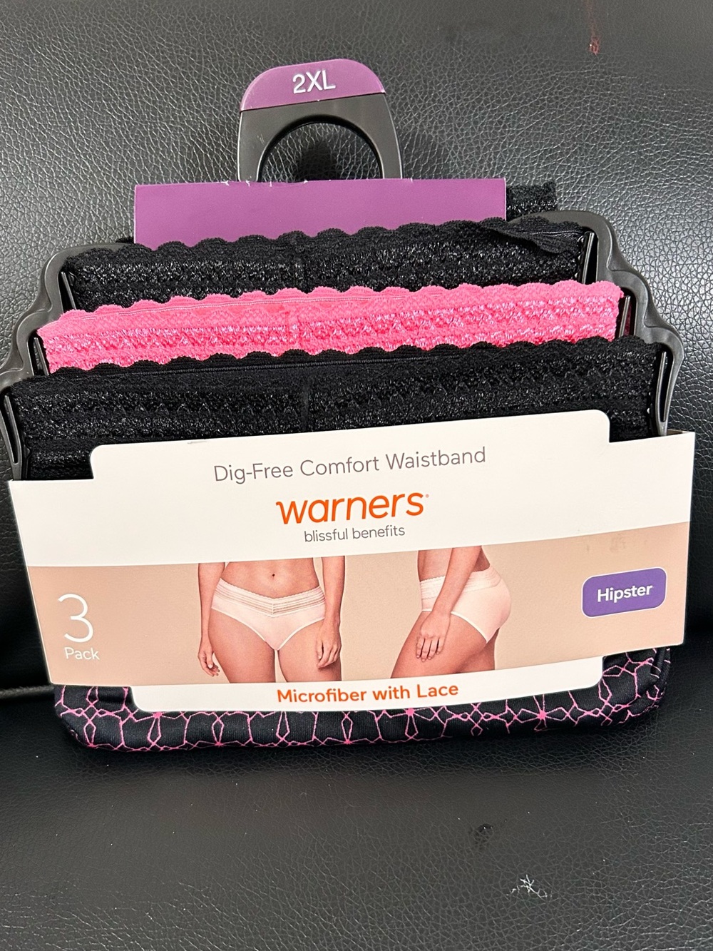 Warner’s 3 Pack Hipster Panties 2XL NWT Microfiber Lace Comfort